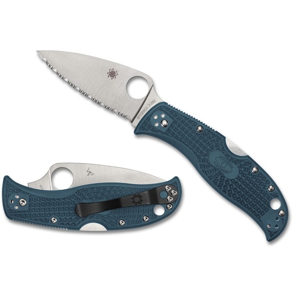 Spyderco 2024 Spyderco Reveal 13 Leafjumper Blue Lightweight K390, Serrated Edge SPY-C262SBLK390 - main